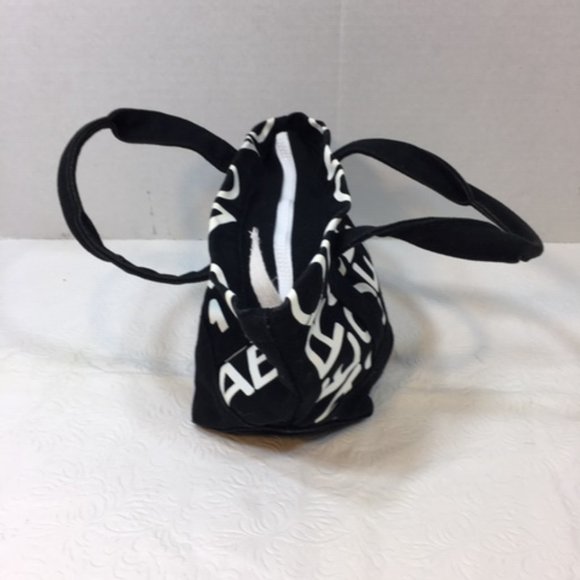 Aeropostale Printed Black & White Mini Cotton Tote Bag 8"x4"x5" - Picture 3 of 16